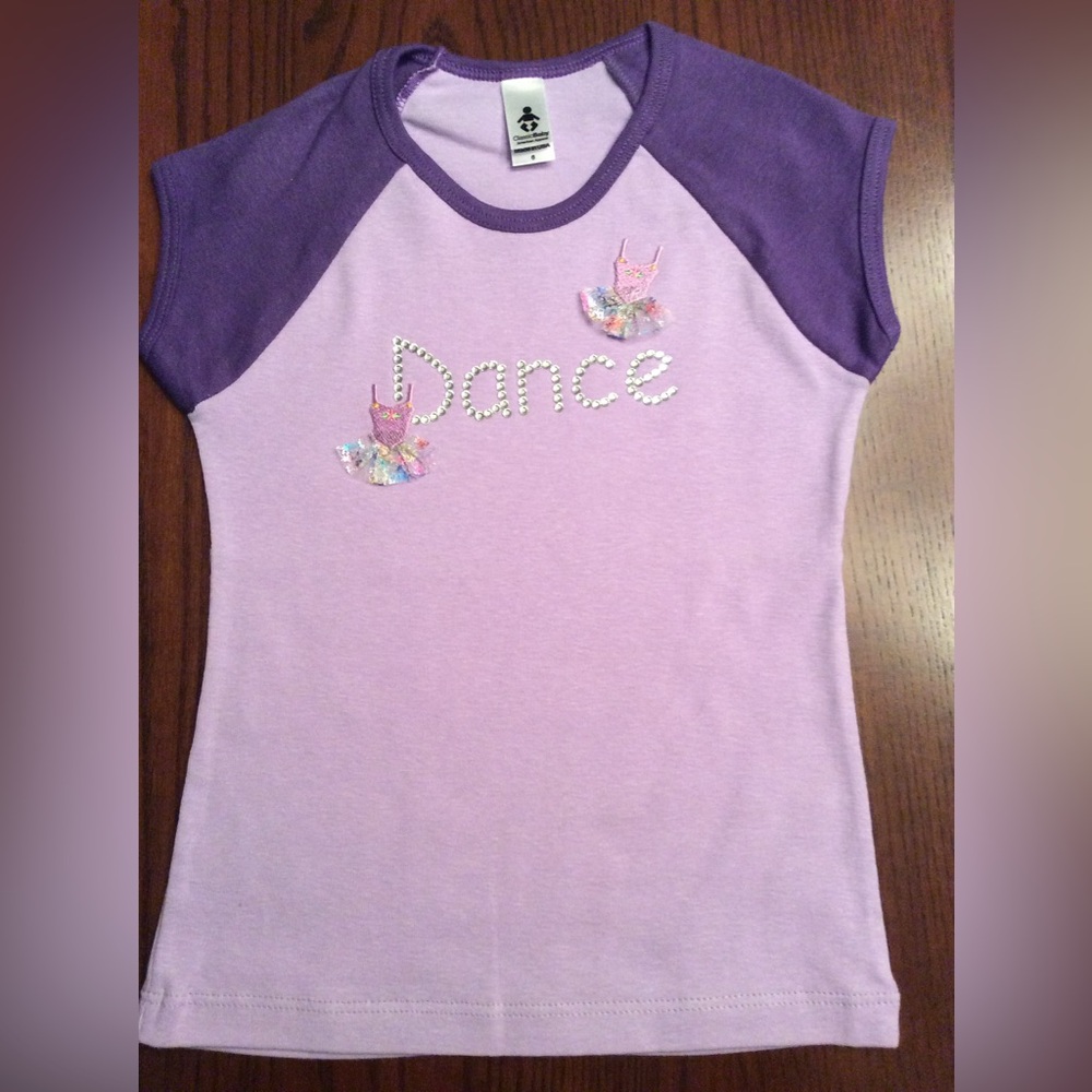 American Apparel Girl’s Rhinestone Embellished “Dance” T Shirt. NWOT